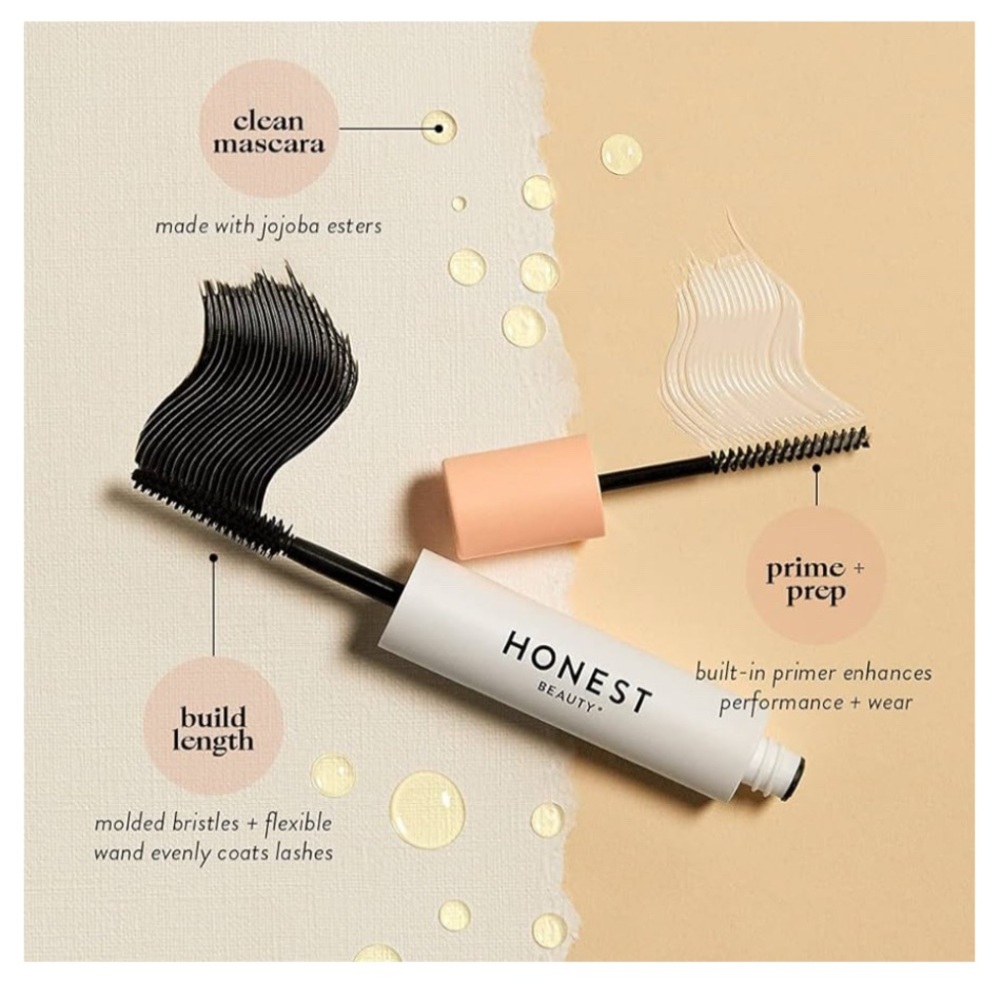 Honest Beauty 2-in-1 Extreme Length Clean Mascara + Lash Primer Black, .27 fl oz - Picture 2 of 7